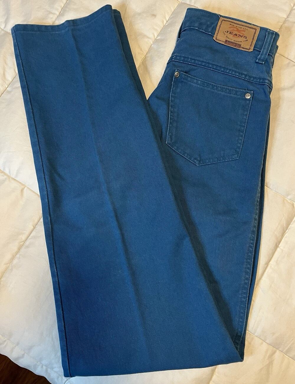 Vintage Women’s Panhandle Slim Denim Jeans Size 7/8 28x34 Western Turquoise Nice